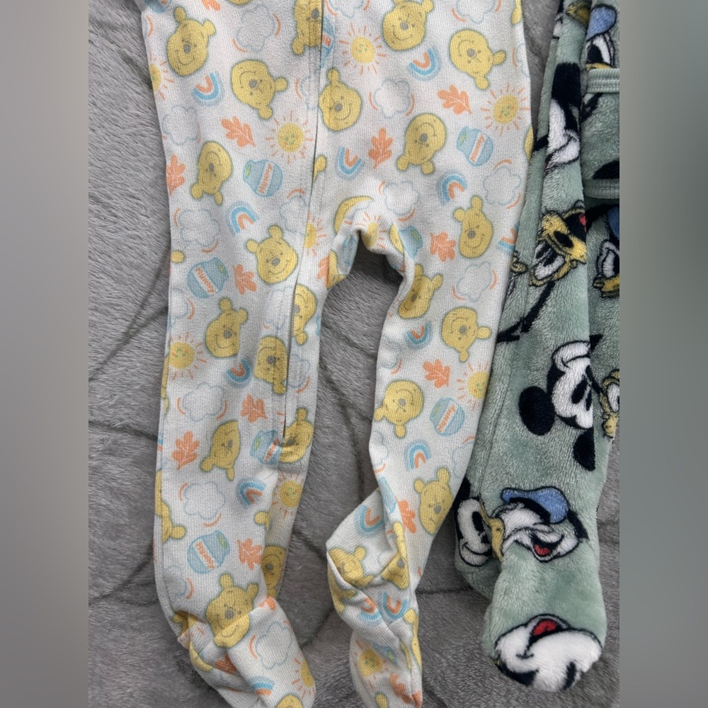 Disney Baby Sleepers Bundle 3-6M 6M Mickey Pooh Footed Pajamas - Picture 3 of 7